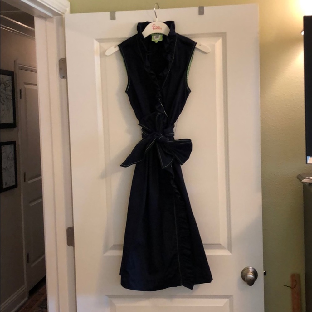 Elizabeth McKay Navy Ruffle Dress